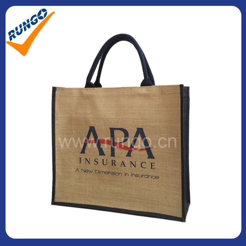 Promotional natural jute shopping bag with logo
